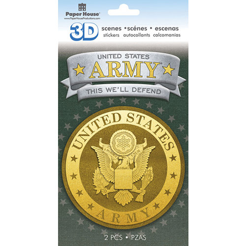 Paper House Productions - 3 Dimensional Stickers with Foil Accents - Army Emblem Scene