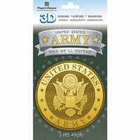 Paper House Productions - 3 Dimensional Stickers with Foil Accents - Army Emblem Scene