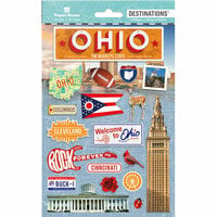 Paper House Productions - Destinations and Essentials Collection - Cardstock Stickers with Foil and Glitter Accents - Travel - Ohio