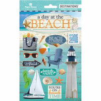 Paper House Productions - Destinations and Essentials Collection - Cardstock Stickers with Foil and Glitter Accents - Travel - Beach