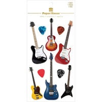 Paper House Productions - 3 Dimensional Layered Cardstock Stickers - Electric Guitars