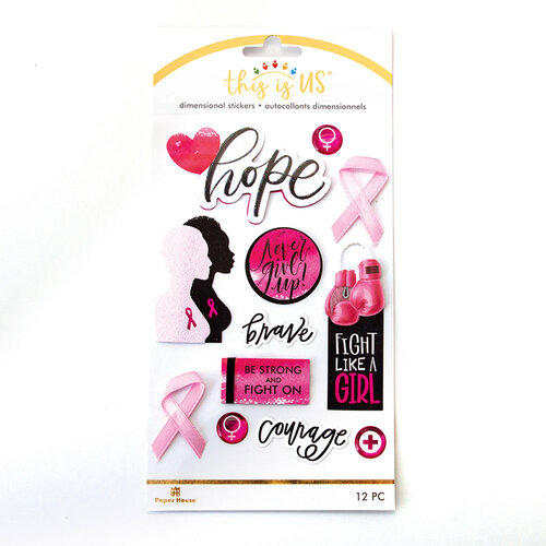 Paper House Productions - This Is Us Collection - 2 Dimensional Stickers - Breast Cancer
