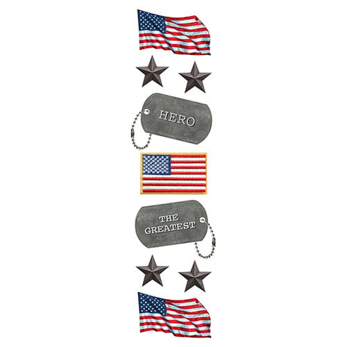 Paper House Productions - 3 Dimensional Stickers with Glitter Accents - American Hero