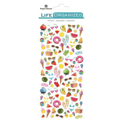 Paper House Productions - Life Organized Collection - Cardstock Stickers - Micro - Summer Fun with Foil Accents