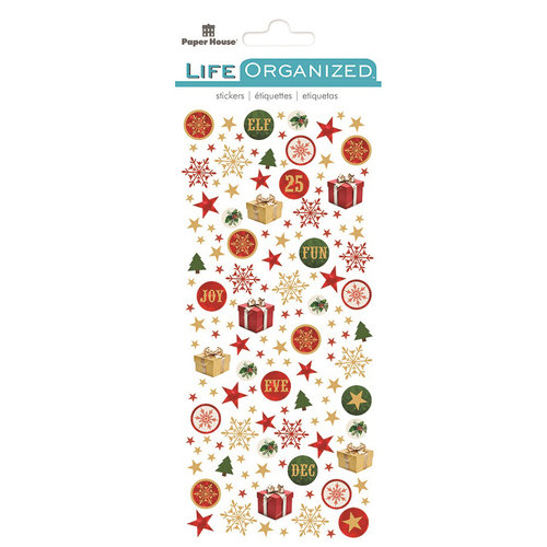 Paper House Productions - Life Organized Collection - Cardstock Stickers - Micro - Christmas with Foil Accents