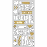 Paper House Productions - Wedding Day Collection - Sculpted - Puffy Stickers - Love