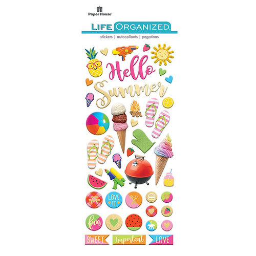 Paper House Productions - Life Organized Collection - Puffy Stickers - Summer Fun with Foil Accents