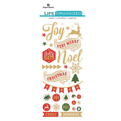 Paper House Productions - Life Organized Collection - Puffy Stickers - Christmas with Foil Accents