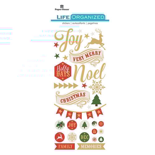 Paper House Productions - Life Organized Collection - Puffy Stickers - Christmas with Foil Accents