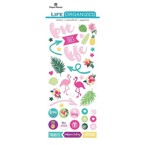 Paper House Productions - Life Organized Collection - Puffy Stickers - Embrace Today with Foil Accents