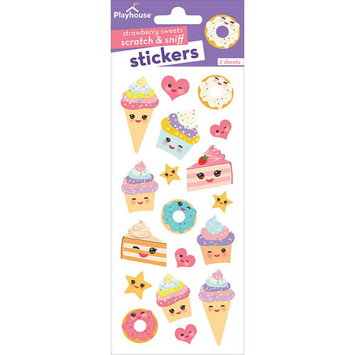 Paper House Productions - Cardstock Stickers - Scratch and Sniff - Kawaii Sweets - Strawberry Scent
