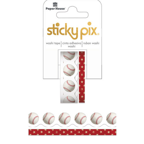 Paper House Productions - StickyPix - Washi Tape - Baseball with Foil Accents