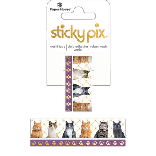 Paper House Productions - StickyPix - Washi Tape - Cats with Foil Accents