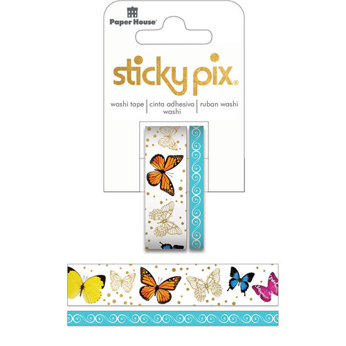 Paper House Productions - StickyPix - Washi Tape - Butterflies with Foil Accents