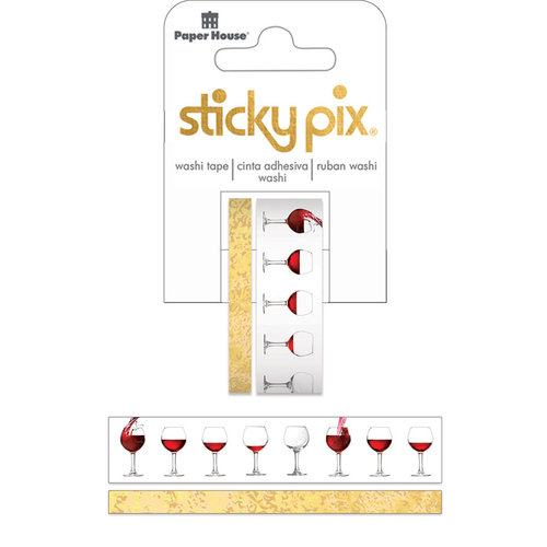 Paper House Productions - StickyPix - Washi Tape - Wine with Foil Accents