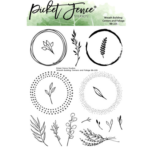 Picket Fence Studios - Clear Photopolymer Stamps - Wreath Building - Centers and Foliage