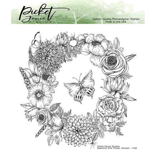 Picket Fence Studios - Clear Photopolymer Stamps - Beautiful Girls Flower Wreath