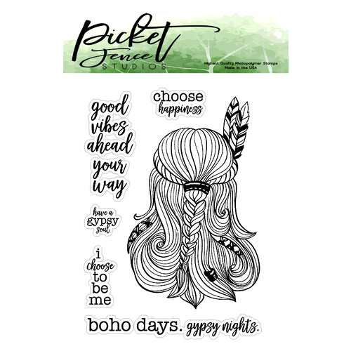 Picket Fence Studios - Clear Photopolymer Stamps - Boho Gypsy Girl