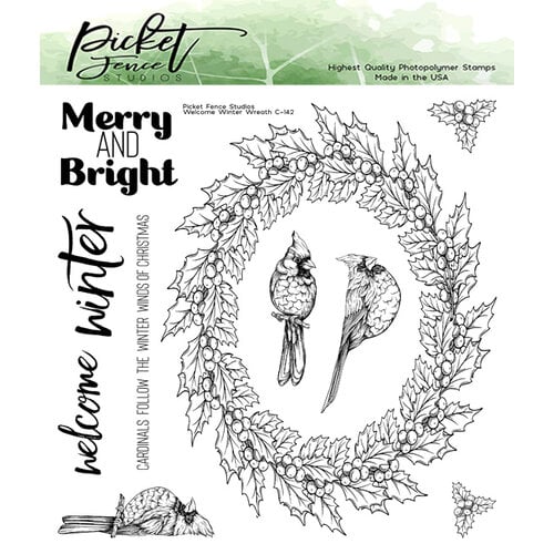 Picket Fence Studios - Christmas - Clear Photopolymer Stamps - Welcome Winter Wreath