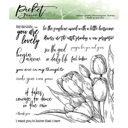 Picket Fence Studios - Clear Photopolymer Stamps - Early Tulip Bouquet