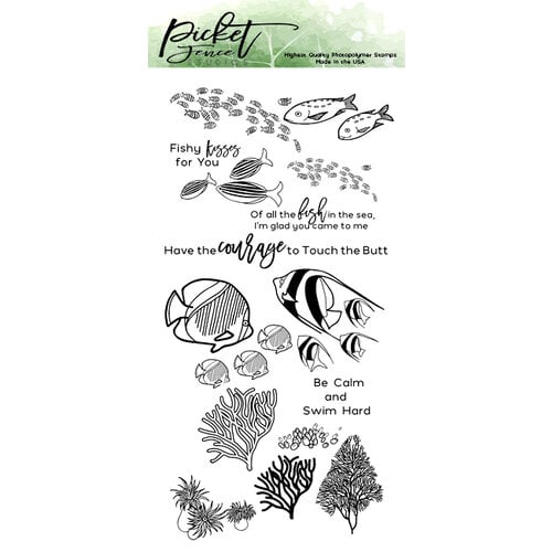 Picket Fence Studios - Clear Photopolymer Stamps - Schools of Fish
