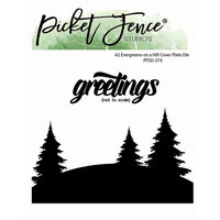 Picket Fence Studios - Christmas - Dies - A2 Evergreens On A Hill Cover Plate