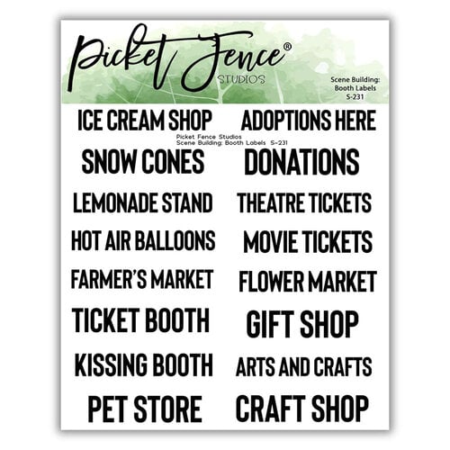 Picket Fence Studios - Clear Photopolymer Stamps - Scene Building - Booth Labels