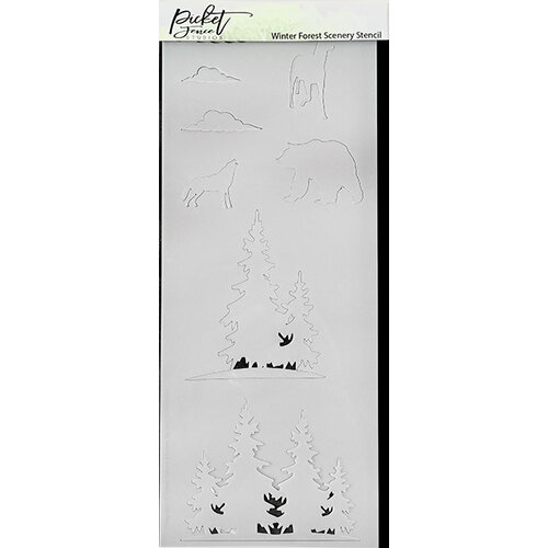 Picket Fence Studios - 4 x 10 Stencils - Slimline - Winter Forest Scenery