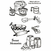 PJK Designs - Cookbookin' - Cookin' Up Memories Collection - Clear Acrylic Stamps - Baked with Love, CLEARANCE