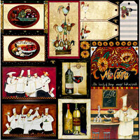 PJK Designs - Cookbookin' - Gourmet Holiday Collection - 12 x 12 Paper - La Dolce Vita, CLEARANCE