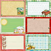 PJK Designs - Cookbookin' - Sweet Summertime Collection - 12 x 12 Paper - Recipe Card Sheet, CLEARANCE