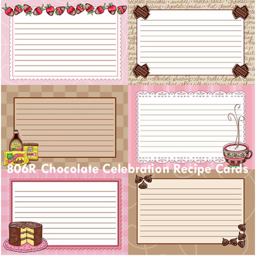 PJK Designs - Cookbookin' - Chocolate Celebration Collection - 12 x 12 Paper - Recipe Card Sheets, CLEARANCE