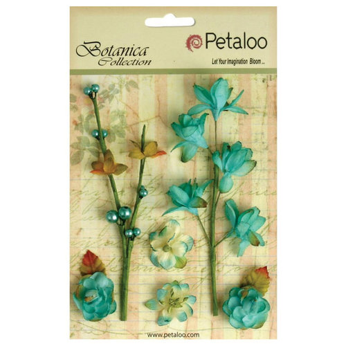 Petaloo - Botanica Collection - Floral Embellishments - Ephemera - Teal