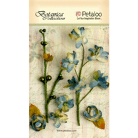Petaloo - Botanica Collection - Floral Embellishments - Ephemera - Grey Blue