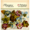 Petaloo - Botanica Collection - Floral Embellishments - Minis - Grey Blue Purple and Green
