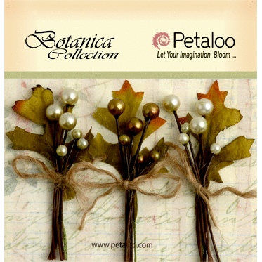 Petaloo - Botanica Collection - Floral Embellishments - Berry Clusters - Ivory Green and Ivory