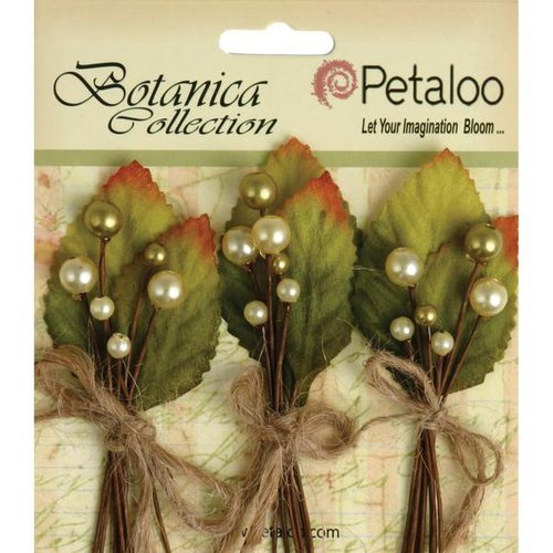Petaloo - Botanica Collection - Floral Embellishments - Spring Berry Clusters - Yellow Green