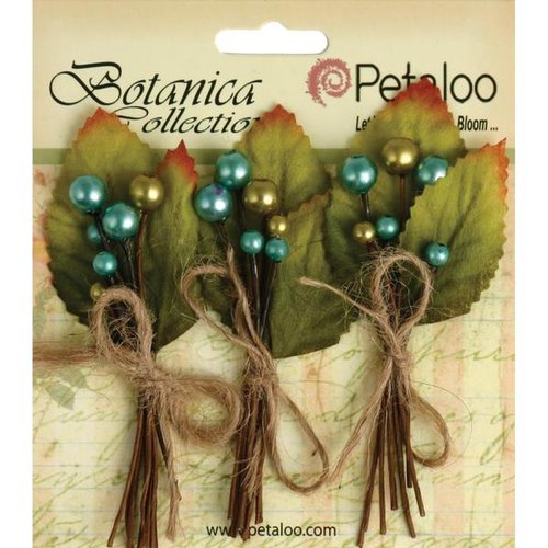 Petaloo - Botanica Collection - Floral Embellishments - Spring Berry Clusters - Teal