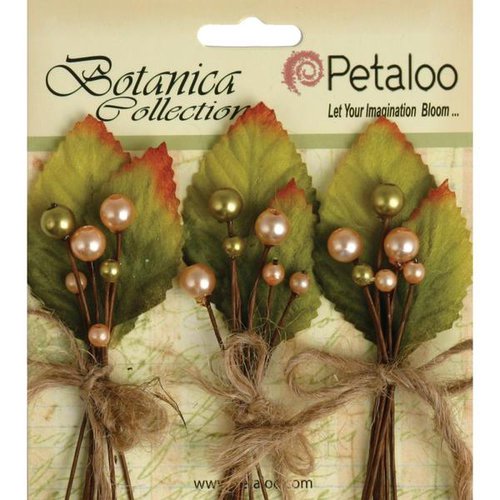 Petaloo - Botanica Collection - Floral Embellishments - Spring Berry Clusters - Peach Green
