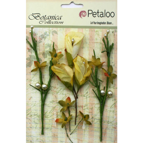 Petaloo - Botanica Collection - Floral Embellishments - Calla Lilies and Berries - Soft Yellow