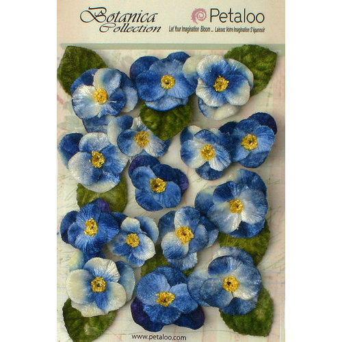 Petaloo - Botanica Collection - Floral Embellishments - Velvet Pansies - Royal Blue