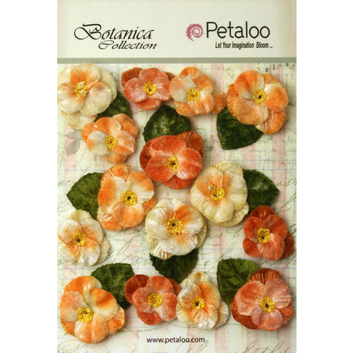 Petaloo - Botanica Collection - Floral Embellishments - Velvet Pansies - Apricot
