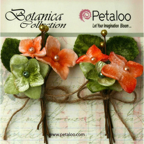Petaloo - Botanica Collection - Floral Embellishments - Velvet Hydrangea - Apricot