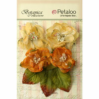 Petaloo - Botanica Collection - Floral Embellishments - Sugared Blooms - Gold and Sienna