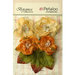 Petaloo - Botanica Collection - Floral Embellishments - Sugared Blooms - Gold and Sienna