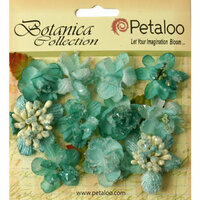 Petaloo - Botanica Collection - Floral Embellishments - Sugared Minis - Teal