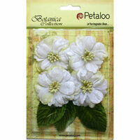 Petaloo - Botanica Collection - Floral Embellishments - Vintage Velvet Peonies - White