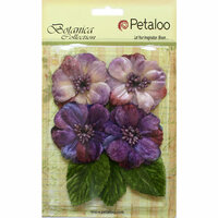 Petaloo - Botanica Collection - Floral Embellishments - Vintage Velvet Peonies - Purple and Lavender