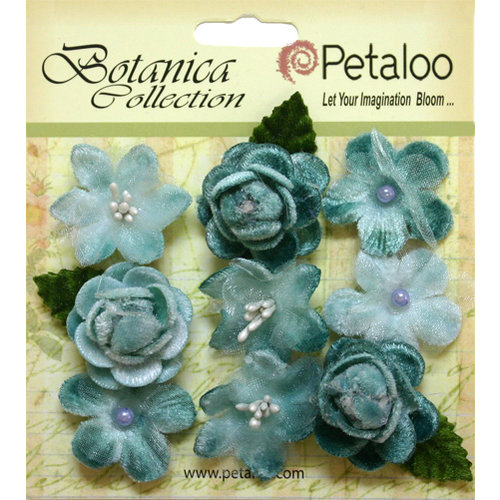 Petaloo - Botanica Collection - Floral Embellishments - Vintage Velvet Minis - Teal
