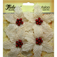 Petaloo - Textured Elements Collection - Floral Embellishments - Burlap Poinsettias - Ivory